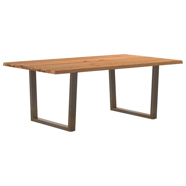 vidaXL Table à manger et bord naturel bois massif chêne