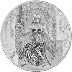 Pièce de monnaie en Argent 5 Mark g 31.1 (1 oz) Millésime 2026 Germania GERMANIA