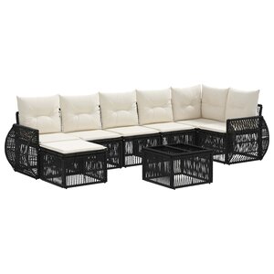 vidaXL Ensemble de canapé de jardin 8 pc Noir et blanc crème polyrotin