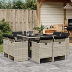 vidaXL Ensemble à manger de jardin et coussins 9 Pièces gris clair rotin
