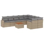 vidaXL Salon de jardin avec coussins 10 Pièces beige résine tressée