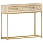 vidaXL Table console Doré 90 x 30 x 75 cm Bois de manguier massif