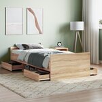 vidaXL Cadre de lit tête de lit et pied de lit chêne sonoma 90x190 cm