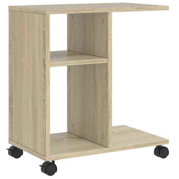 vidaXL Table d'appoint avec roues chêne sonoma bois d'ingénierie