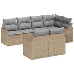 vidaXL Ensemble de canapé de jardin 7 Pièces Beige Poly rotin