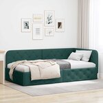 vidaXL Cadre de lit d'angle Vert foncé 90 x 200 cm tissu