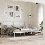vidaXL Tête de lit métal blanc 200 cm
