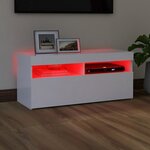 vidaXL Meuble TV avec lumières LED blanc 90x35x40 cm