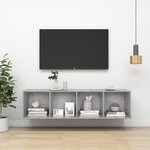 vidaXL Meuble TV mural Gris béton 37x37x142 5 cm Bois d’ingénierie