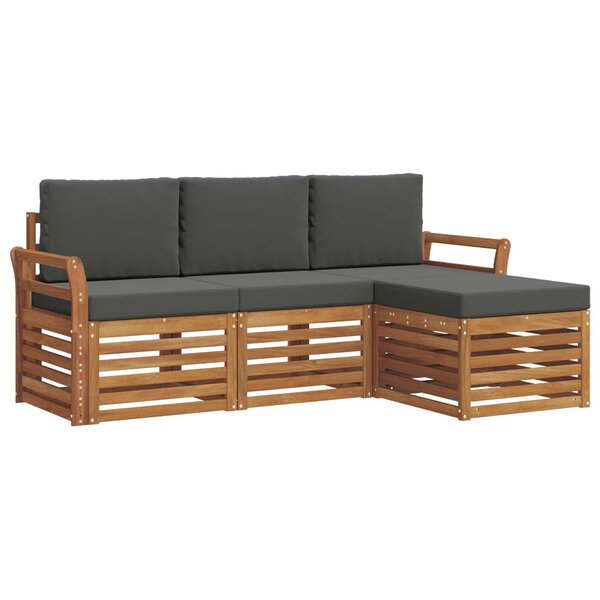 vidaXL Ensemble de canapés d'extérieur 4 Pièces Naturel et Anthracite