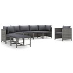 vidaXL Salon de jardin 8 Pièces avec coussins Résine tressée Gris