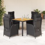 vidaXL Ensemble à manger de jardin coussins 5Pièces Noir Résine tressée