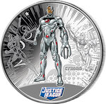 Pièce de monnaie en argent 1 dollar g 15.57 (1/2 oz) millésime 2022 justice league 2022 cyborg