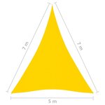 vidaXL Voile de parasol Tissu Oxford triangulaire 5x7x7 m Jaune