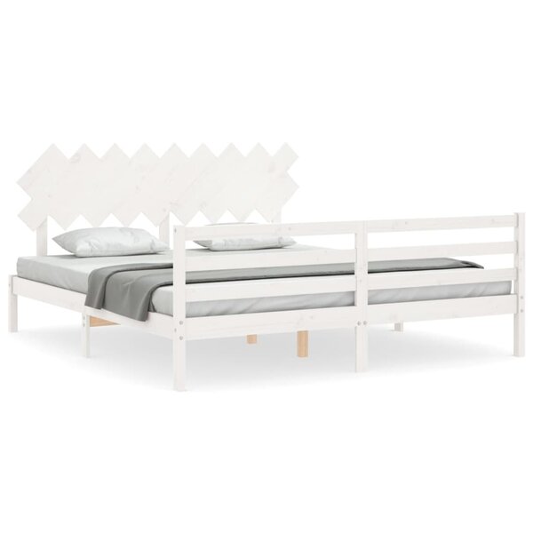 vidaXL Cadre de lit sans matelas blanc bois massif