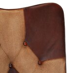 vidaXL Fauteuil avec repose-pieds Marron Cuir véritable et toile