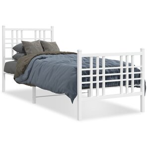 vidaXL Cadre de lit métal sans matelas avec pied de lit blanc 75x190cm
