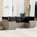 vidaXL Salon de jardin 6 Pièces avec coussins gris clair résine tressée