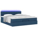 vidaXL Lit ottoman avec matelas et LED bleu 180x200cm tissu