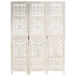 vidaXL Cloison de séparation 3 panneaux Blanc 120x165 cm Bois manguier