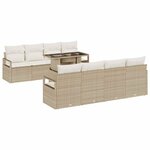 vidaXL Ensemble de canapé de jardin 9 pièces avec des coussins en poly rotin beige