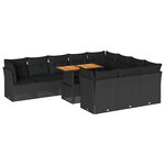 vidaXL Salon de jardin 11 Pièces avec coussins noir résine tressée