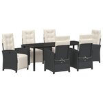 vidaXL Ensemble de jardin avec 7 pièces et coussins en poly rotin noir