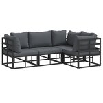 vidaXL Ensemble de canapé de jardin 4 Pièces Noir 213 x 143 x 71 cm