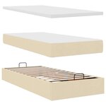 vidaXL Lit ottoman avec matelas et LED crème 90x200 cm tissu