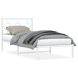 vidaXL Cadre de lit métal sans matelas avec tête de lit blanc 90x200cm