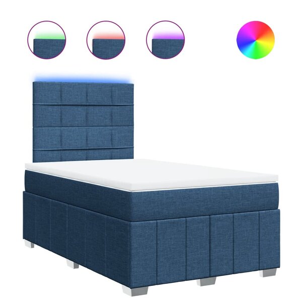 vidaXL Sommier à lattes de lit avec matelas bleu 120x190 cm tissu