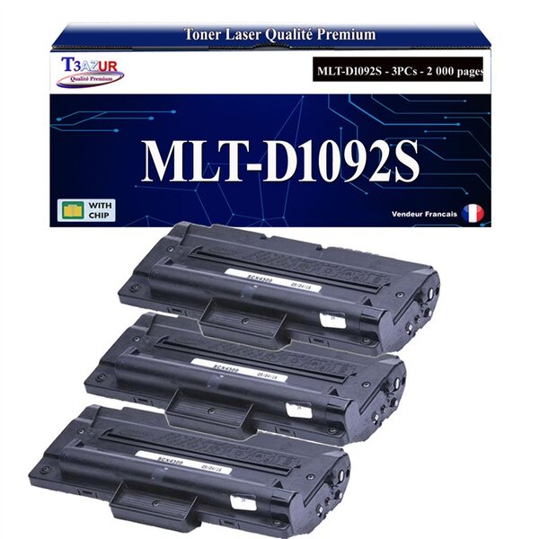 T3AZUR -3x Toners compatibles avec Samsung MLT-D1092S MLTD1092S pour Samsung SCX4300 SCX-4300