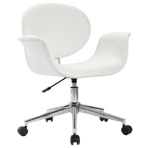 Chaise fauteuil siège pivotante de bureau informatique étude similicuir blanc 02_0024086