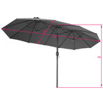 Tectake parasol silia en aluminium 460 x 270 cm réglable en hauteur - gris