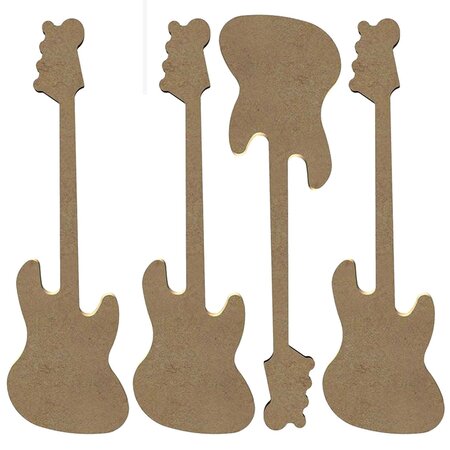 4 guitares en bois MDF à décorer - 15 cm