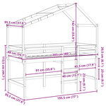 vidaXL Lit superposé et échelle et toit blanc 90x190cm bois pin massif