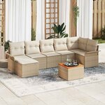 vidaXL Ensemble de canapé de jardin 8 Pièces Beige Poly rotin