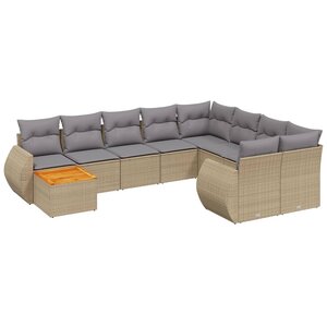 vidaXL Salon de jardin avec coussins 10 Pièces beige résine tressée