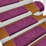 vidaXL Tapis d'escalier 30 pièces 65 x 21 x 4 cm Violet Bord rectangulaire
