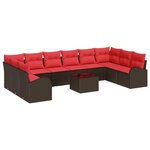 vidaXL Ensemble de Canapés avec coussin 11 Pièces Marron polyrotin