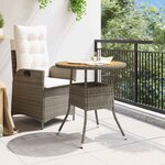 vidaXL Table de Dîner avec stockage Gris et Acacia 70 x 70 x 73 cm