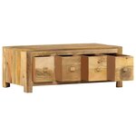 vidaXL Table basse avec 4 tiroirs 90x50x35 cm Bois solide de manguier