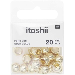 Itoshii pack 20 perles ponii ronde dore