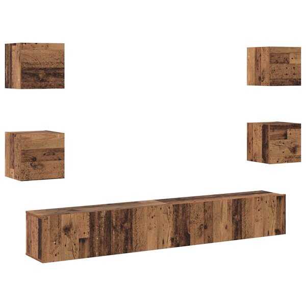 vidaXL Meuble TV 6 Pièces Marron 200 x 30 x 30 cm Bois d'ingénierie
