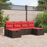 vidaXL Ensemble de canapé de jardin 6 Pièces Marron Poly rotin