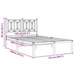 vidaXL Cadre de lit métal sans matelas avec tête de lit noir 120x190cm