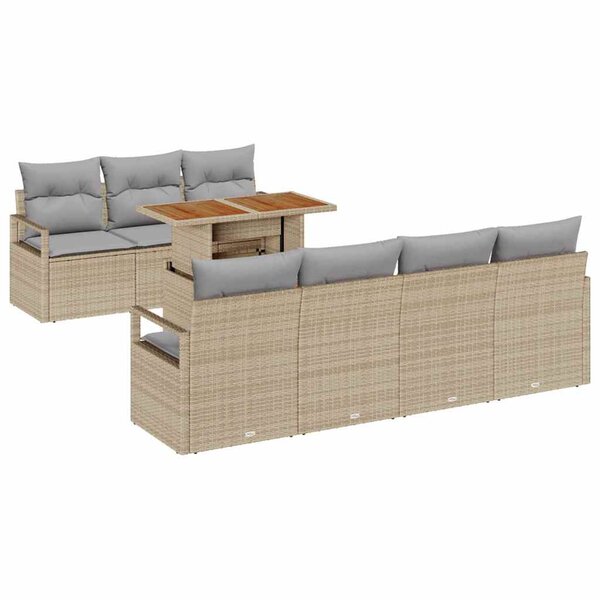 vidaXL Ensemble de canapé de jardin avec coussin 8 Pièces Beige et gris