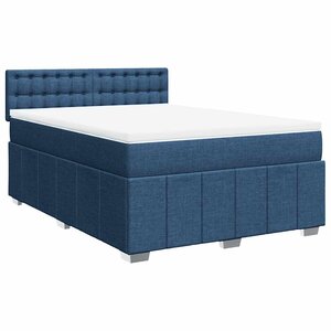 vidaXL Sommier à lattes de lit avec matelas Bleu 140x190 cm Tissu