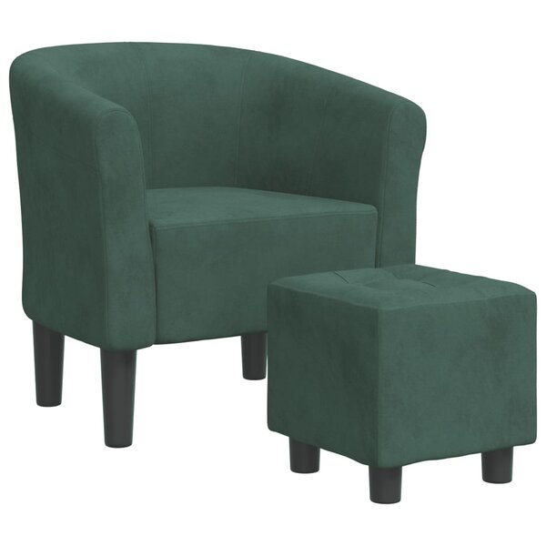 vidaXL Fauteuil cabriolet avec repose-pied vert foncé velours