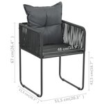 vidaXL Chaises d'extérieur lot de 6 avec oreillers Résine tressée Noir